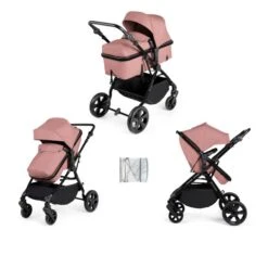 Ickle Bubba Comet 2 In 1 Plus Carrycot And Pushchair - Black/Dusty Pink/Black