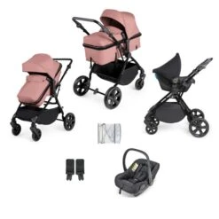 Ickle Bubba Comet 3 In 1 Travel System With Astral - Black/Dusty Pink/Black