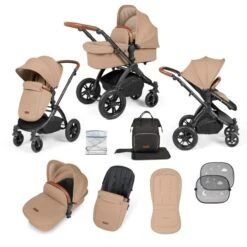 Ickle Bubba Stomp Luxe 2 In 1 Plus Pushchair & Carrycot - Black/Desert/Tan