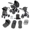 Ickle Bubba Stomp Luxe 2 In 1 Plus Pushchair & Carrycot - Silver/Charcoal Grey/Black -Baby Products Store 10 011 000 254 01
