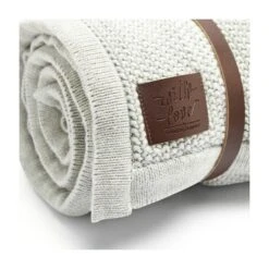 The Little Green Sheep Organic Knitted Fleece Baby Blanket - Dove -Baby Products Store 1077 main