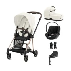 Cybex Mios Stroller With Cloud T I-Size Car Seat And Base Bundles - Rose Gold/Off White