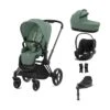 Cybex Priam Stroller With Cloud T I-Size Car Seat And Base Bundles - Matt Black/Leaf Green -Baby Products Store 121