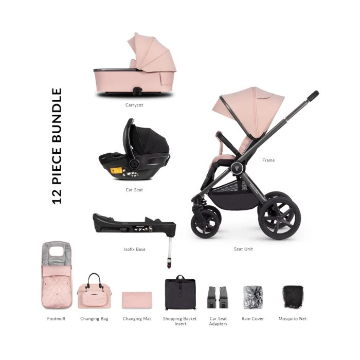 Venicci Tinum Upline 3-in-1 Travel System (12 Piece Bundle) - Misty Rose 4 Venicci Tinum Upline 3-in-1 Travel System (12 Piece Bundle) - Misty Rose - Image 2