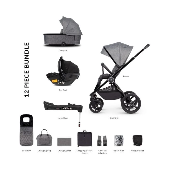 Venicci Tinum Upline 3-in-1 Travel System (12 Piece Bundle) - Slate Grey 4 Venicci Tinum Upline 3-in-1 Travel System (12 Piece Bundle) - Slate Grey - Image 2