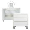Gaia Baby Serena Cot Bed + Mini Cot & Dresser Set - White