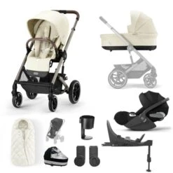 Cybex Balios S Lux Taupe Pushchair & Cloud T Car Seat Luxury Bundle - Seashell Beige