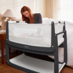SnuzPod4 Bedside Crib & Mattress - Slate -Baby Products Store 2. sp4slate babylifestyle lr 1