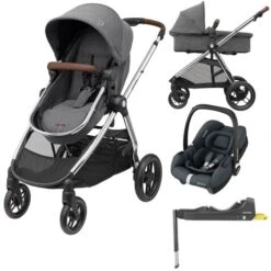 Maxi-Cosi Maxi Cosi Zelia3 Luxe Pushchair, Cabriofix I-SIZE Car Seat And Base - Twillic Grey