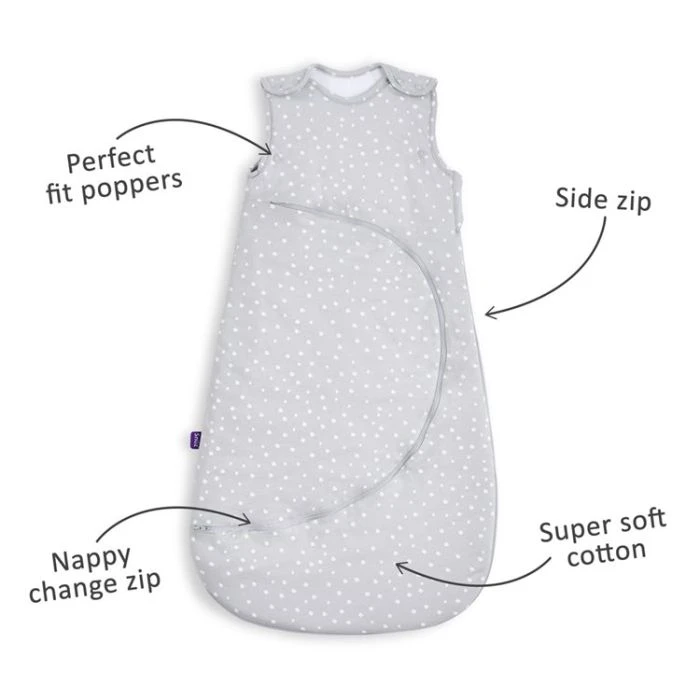 SnuzPouch Sleeping Bag 2.5 Tog (0-6M) - White Spots 4 SnuzPouch Sleeping Bag 2.5 Tog (0-6M) - White Spots - Image 2