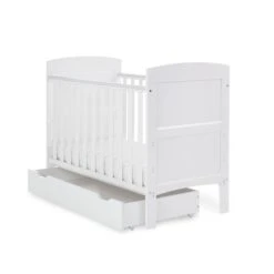 Obaby Grace Mini Cot Bed & Underdrawer With Fibre Mattress - White -Baby Products Store 20ob1302ud 52 1