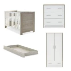 Obaby Nika 3 Piece Room Set & Underdrawer - Grey Wash And White