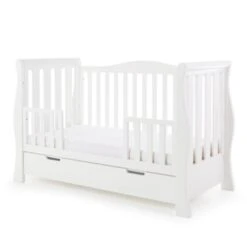 Obaby Stamford Luxe Cot Bed & Moisture Management - White -Baby Products Store 21ob2602 02b 1