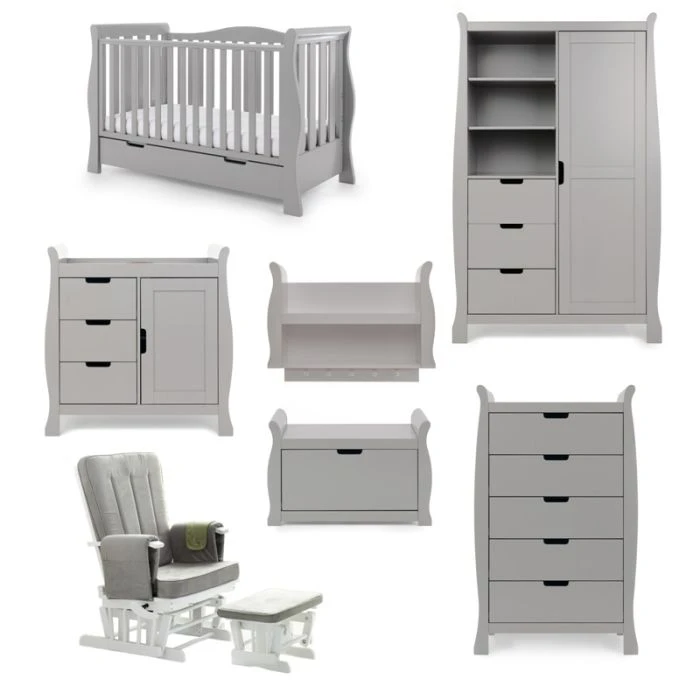 Obaby Stamford Classic Sleigh 7 Piece Room Set - Warm Grey 4 Obaby Stamford Classic Sleigh 7 Piece Room Set - Warm Grey - Image 2