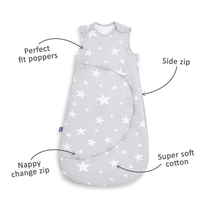 SnuzPouch Sleeping Bag 1.0 Tog (0-6M) - White Stars 5 SnuzPouch Sleeping Bag 1.0 Tog (0-6M) - White Stars - Image 3
