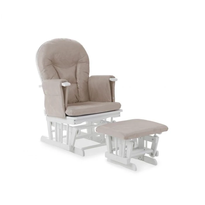 Obaby Reclining Glider Chair And Stool - White With Sand Cushion 4 Obaby Reclining Glider Chair And Stool - White With Sand Cushion - Image 2