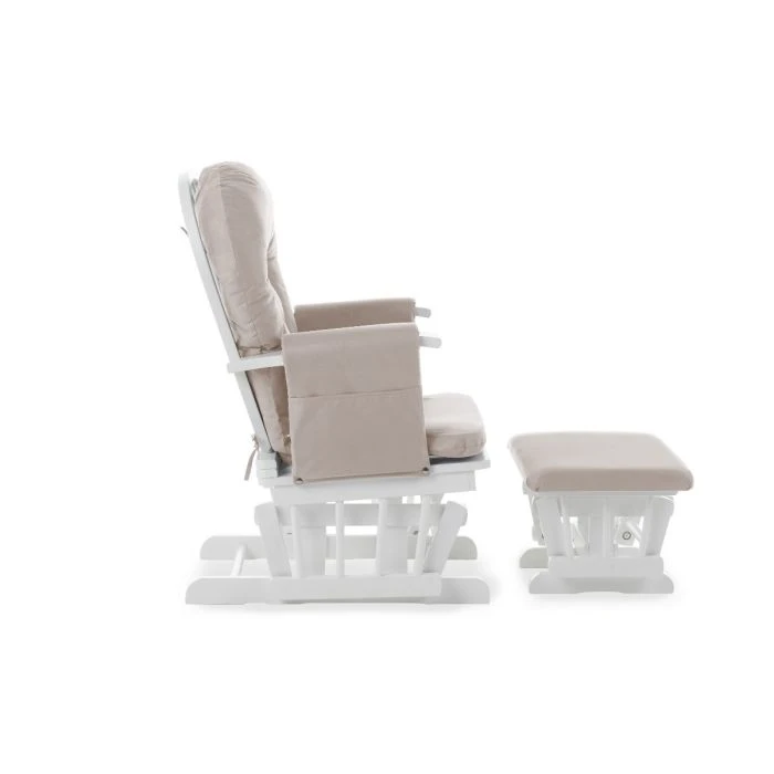 Obaby Reclining Glider Chair And Stool - White With Sand Cushion 6 Obaby Reclining Glider Chair And Stool - White With Sand Cushion - Image 4