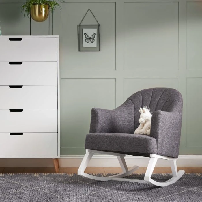 Obaby Round Back Rocking Chair - White With Grey Cushion 4 Obaby Round Back Rocking Chair - White With Grey Cushion - Image 2