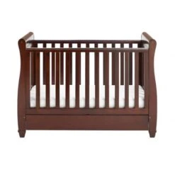 Babymore Eva Sleigh Dropside Cot Bed With Drawer - Brown