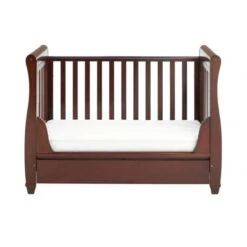 Babymore Eva Sleigh Dropside Cot Bed With Drawer - Brown -Baby Products Store 2620104 6 scaled 800x619 1