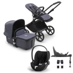 Bugaboo Fox Cub Complete Stroller + Cloud T I-Size Car Seat & Base - Black/Stormy Blue