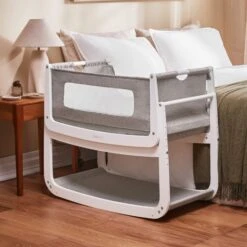 SnuzPod4 Bedside Crib & Mattress - Dusk Grey -Baby Products Store 3. sp4dusk sidehero lr 1