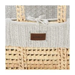 The Little Green Sheep Knitted Moses Basket And Rocking Stand Bundle - Dove -Baby Products Store 3038 main 1