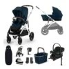 Cybex Gazelle S Lux Pushchair With Aton B2 Car Seat And Base 11 Piece Bundle - Ocean Blue (Silver Frame) -Baby Products Store 3241