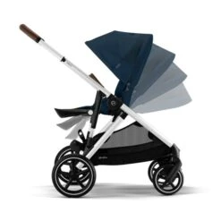 Cybex Gazelle S Lux Pushchair With Aton B2 Car Seat And Base 11 Piece Bundle - Ocean Blue (Silver Frame) -Baby Products Store 3243