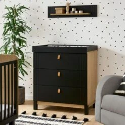 CuddleCo Rafi Dresser Changer - Oak/Black -Baby Products Store 3 web desktop 1600x1600 rafi black07 lr changer