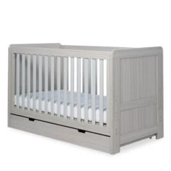 Ickle Bubba Pembrey Cot Bed And Under Drawer - Ash Grey