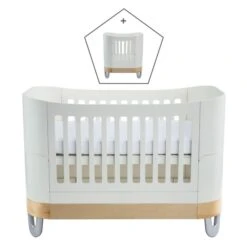 Gaia Baby Serena Cot Bed + Mini Cot - White/Natural