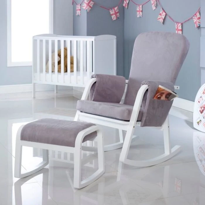 Ickle Bubba Dursley Rocking Chair And Stool Pearl Grey 7 Ickle Bubba Dursley Rocking Chair And Stool Pearl Grey - Image 5