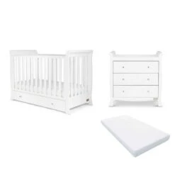 Ickle Bubba Snowdon 4 In 1 Mini 2 Piece Furniture Set And Fibre Mattress - White
