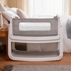 SnuzPod4 Bedside Crib & Mattress - Dusk Grey -Baby Products Store 6. sp4dusk fronthero lr 1