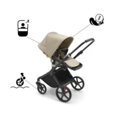 Bugaboo Fox Cub Complete Stroller + Cloud T I-Size Plus Car Seat & Base - Black/Desert Beige -Baby Products Store bugaboo fox cub complete black desert beige 5 95355 3