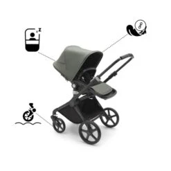 Bugaboo Fox Cub Complete Stroller + Cloud T I-Size Plus Car Seat & Base - Black/Forest Green -Baby Products Store bugaboo fox cub complete black forest green 18 34913 3