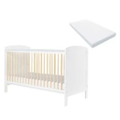 Ickle Bubba Coleby Classic Cot Bed & Fibre Mattress - Scandi White