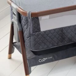 Tutti Bambini CoZee Luxe Bedside Crib - Walnut/Slate -Baby Products Store cozee luxe bedside crib walnut slate hero 4