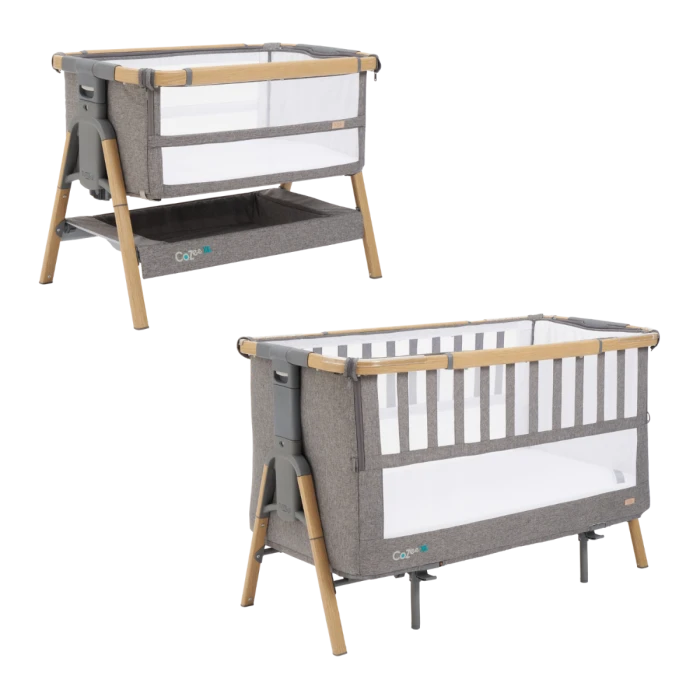 Tutti Bambini Cozee XL Bedside Crib & Cot - Oak/Charcoal 3 Tutti Bambini Cozee XL Bedside Crib & Cot - Oak/Charcoal
