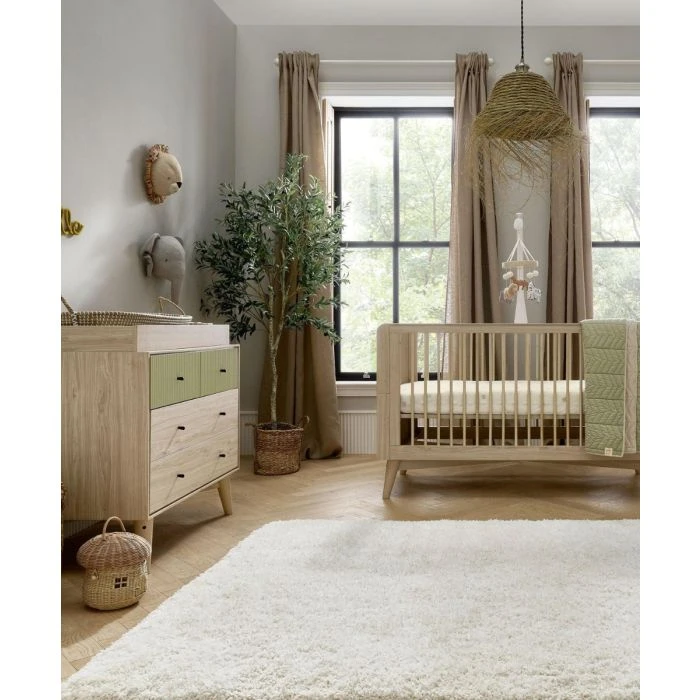 Mamas & Papas Coxley Cotbed & Mattress Bundle - Natural/Olive 5 Mamas & Papas Coxley Cotbed & Mattress Bundle - Natural/Olive - Image 3