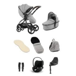 Egg3 Luxury Pushchair And Cybex CloudT I-Size Car Seat And Base Bundle - Glacier