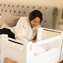 Gaia Baby Serena Chair And Bedside Crib Bundle - Oat/Scandi White -Baby Products Store gaia baby hera bedside crib scan 1