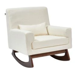Gaia Baby Rocking/Feeding Chair & Footstool - Chalk Boucle/Walnut -Baby Products Store gaia baby serena rocking nursing 2 5