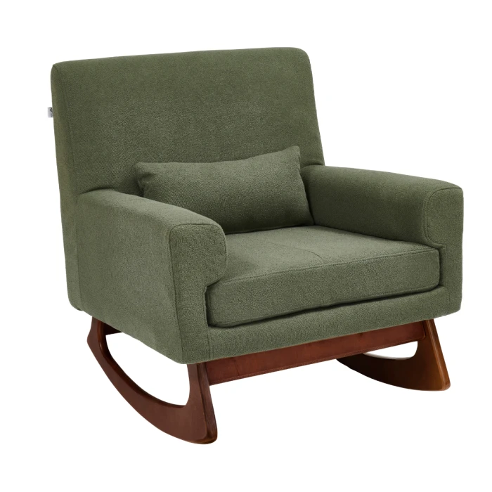 Gaia Baby Rocking/Feeding Chair & Footstool - Forest Boucle/Walnut - Image 4