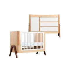 Gaia Baby Hera Cot Bed & Dresser Set - Natural / Walnut
