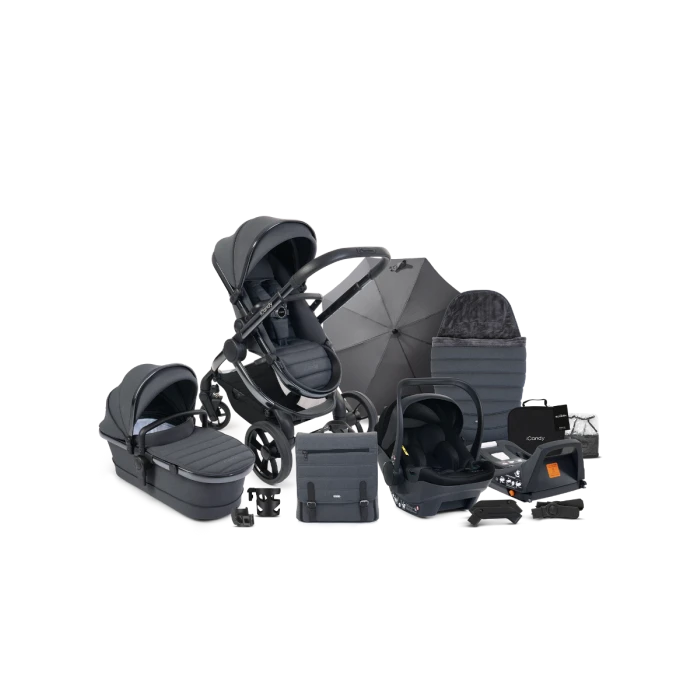 ICandy Peach 7 Complete Pushchair With Black Cocoon I-Size Car Seat And Base - Dark Grey