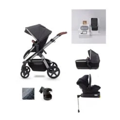 Silver Cross Wave 21 Pram Simplciity & Base Bundle 3 - Charcoal
