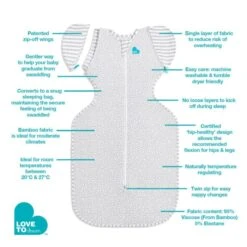 Love To Dream Swaddle UP Transition Bag Bamboo Size L - Grey Dot -Baby Products Store love to dream stage 2 bamboo grey dot exploded image