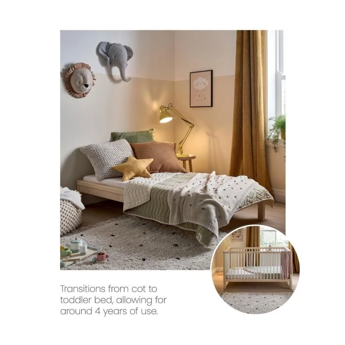 Mamas & Papas Solo Cotbed With Mattress - Blush/Natural 11 Mamas & Papas Solo Cotbed With Mattress - Blush/Natural - Image 9